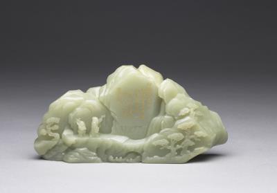 图片[2]-Jade carving in the shape of a mountain with scholars enjoying a waterfall, Qing dynasty-China Archive